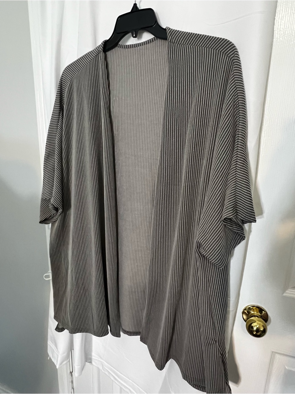 Stretch Ribbed Open-Front Cardigan in Heather Gray